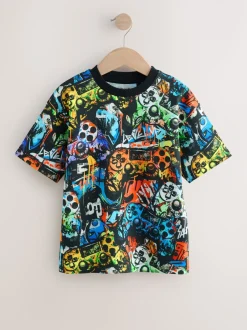 Next Contrôleur Noir Graffiti - T-shirt décontracté Manches courtes All-Over Imprimé (3-16yrs) Best