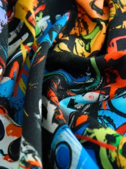 Next Contrôleur Noir Graffiti - T-shirt décontracté Manches courtes All-Over Imprimé (3-16yrs) Best