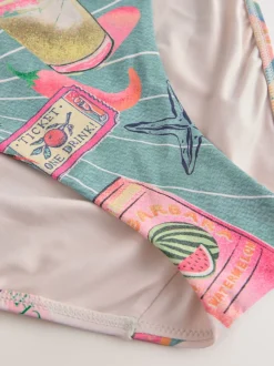 Next - Bas de bikini Imprimé Conversation vert/rose Clearance