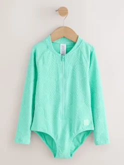 Next Coquille vert menthe - Maillot de bain à Texture Manches longues (3-16ans) Outlet