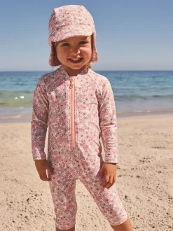 Next Corail Rose Ditsy Fleuri - Maillot de bain longue jambe Sunsafe (3mths-7yrs) Online