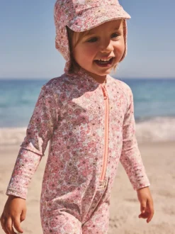 Next Corail Rose Ditsy Fleuri - Maillot de bain longue jambe Sunsafe (3mths-7yrs) Online
