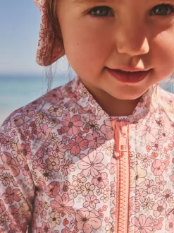 Next Corail Rose Ditsy Fleuri - Maillot de bain longue jambe Sunsafe (3mths-7yrs) Online