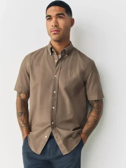 Next - Ajustement régulier - Chemise Oxford à manches courtes Couleur pierre naturelle Online