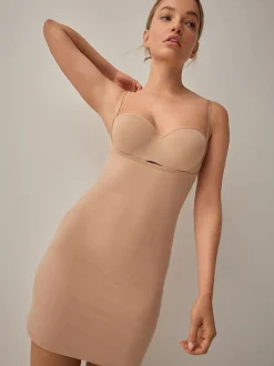 Next Couleur praline - Gainant à contrôle moyen en coton haut de gamme Wear Your Own Bra Slip Sale