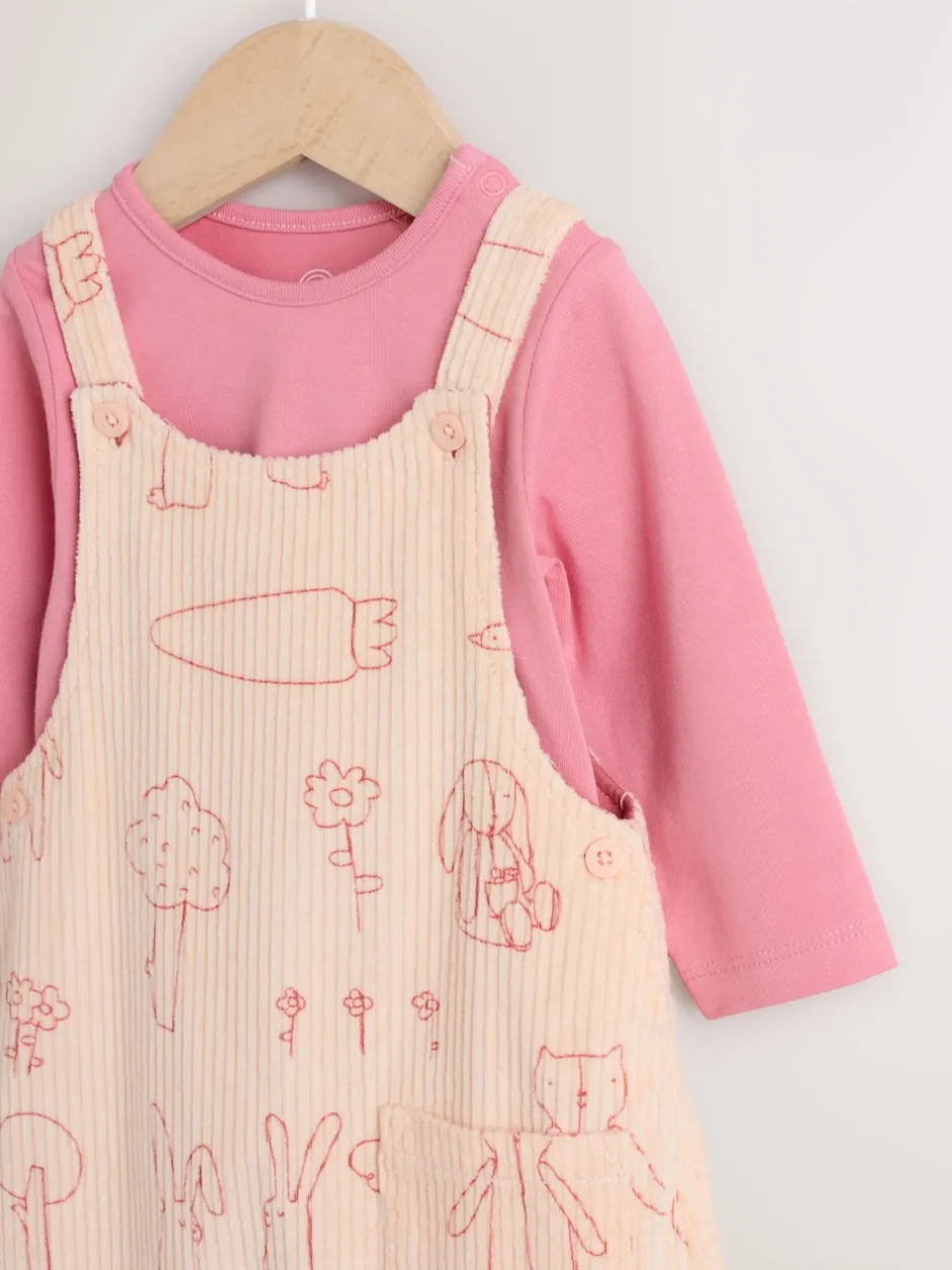 Next Cream / Personnage rose - Ensemble deux pièces salopette et body bébé (0mois-3ans) New
