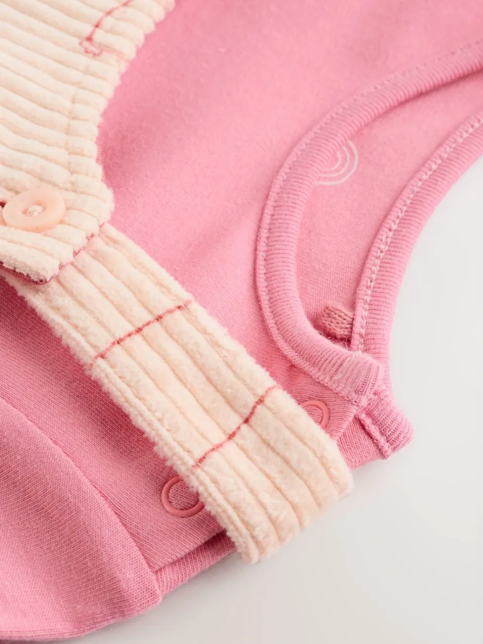 Next Cream / Personnage rose - Ensemble deux pièces salopette et body bébé (0mois-3ans) New