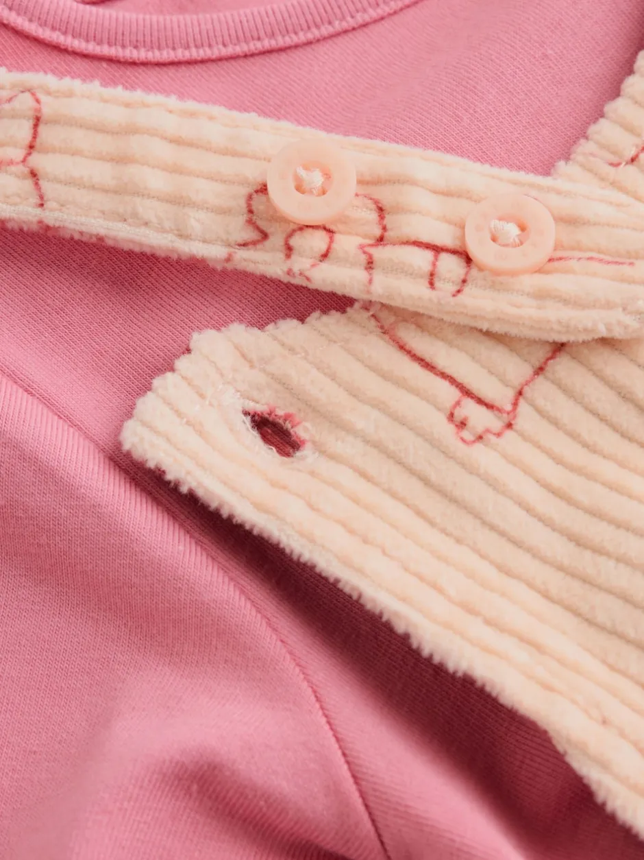 Next Cream / Personnage rose - Ensemble deux pièces salopette et body bébé (0mois-3ans) New