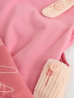 Next Cream / Personnage rose - Ensemble deux pièces salopette et body bébé (0mois-3ans) New