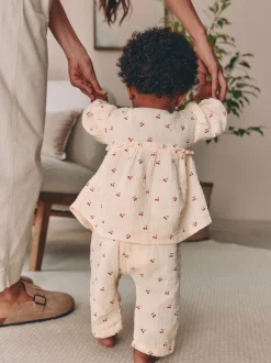 Next Cream/ cerise rouge - Hauts et Pantalons bébé à Manches longues Ensemble 2 pièces (0mois-2ans)