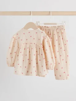 Next Cream/ cerise rouge - Hauts et Pantalons bébé à Manches longues Ensemble 2 pièces (0mois-2ans)