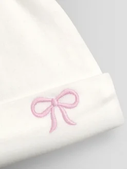 Jojo Maman Bébé Cream Pretty Bow - Chapeau bébé en coton biologique appliqué Hot