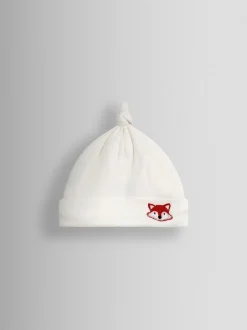 Jojo Maman Bébé Cream Renard - Chapeau bébé en coton biologique appliqué Hot