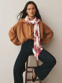 Next Cream/Rouge à fleurs - Écharpe légère Outlet