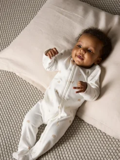 Crème - Barboteuse Mamas & Papas Cream Safari brodée 100% coton Best