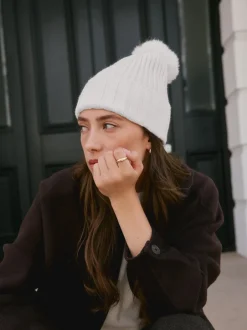 Next Crème - Bonnet à pompon N. Premium 100% cachemire Outlet