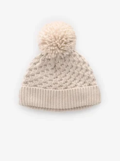Next Crème - Chapeau Bébé Pom Gaufré tricoté Hot