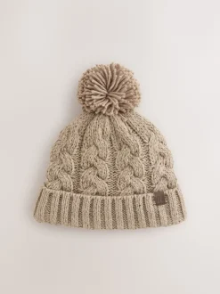 Next - Chapeau pompon en tricot torsadé (1-16ans) Crème Hot