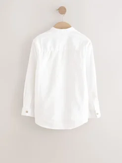 Next - Chemise à manches longues Grandad Collar Lin Mix (3-16yrs) Crème