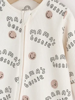 Next Crème - Combinaison de nuit bébé sans pieds zippée Family Two Way (0-18mois) Discount