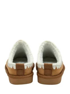 Dunlop Crème - Chaussons mules Whipstitch en faux daim New