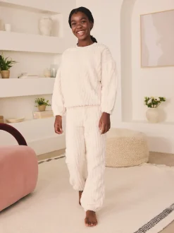 Next Crème - Ensemble pyjama en jacquard en polaire 2 pièces (2-16ans) Hot
