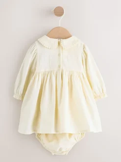 Next Crème - Ensemble robe à manches longues et Culottes brodées BÉBÉ 2 Pieces (0mois-2ans) Clearance