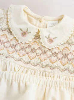 Next Crème - Ensemble robe à manches longues et Culottes brodées BÉBÉ 2 Pieces (0mois-2ans) Clearance