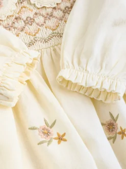 Next Crème - Ensemble robe à manches longues et Culottes brodées BÉBÉ 2 Pieces (0mois-2ans) Clearance