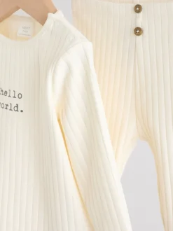 Next Crème - Hello World ensemble haut et legging bébé (0-18mois) Sale