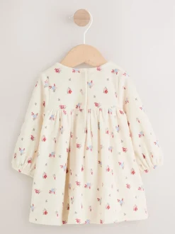 Next Crème à petites fleurs - Ensemble robe et collants en velours à manches longues bébé 2 pièces (0mois-2ans) Clearance