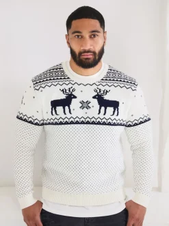 The Little Tailor Crème - Pull à motif jacquard et renne de Noël Online