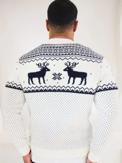 The Little Tailor Crème - Pull à motif jacquard et renne de Noël Online