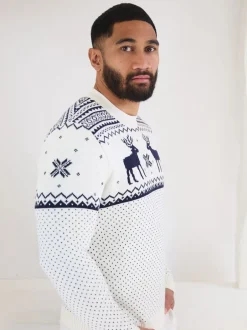 The Little Tailor Crème - Pull à motif jacquard et renne de Noël Online