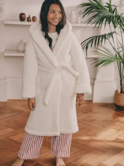 Next Crème - Robe de chambre plus longue en polaire en peluche (5-16ans) Online