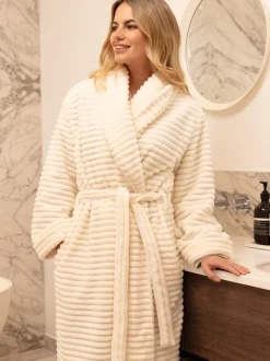 Cyberjammies Crème - Robe de chambre rayée en peau de phoque molletonnée Hot