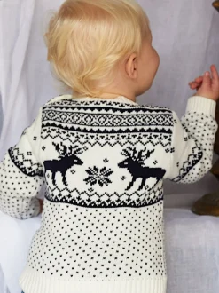 The Little Tailor Crème - - Pull de Noël en forme de renne et de foire