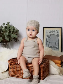The Little Tailor Crème - Barboteuse Bébé en tricot 100% coton Clearance
