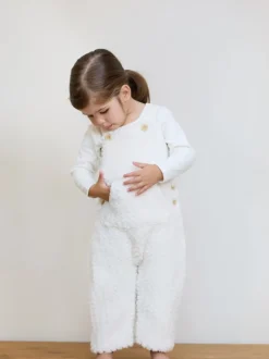 The Little Tailor Crème - Ensemble salopette et body en polaire sherpa épaisse bébé Sale