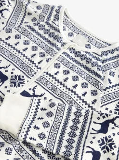 The Little Tailor Crème - Kids Reindeer Noël Motif Fair Isle 100% Coton Tout-en-un Sale