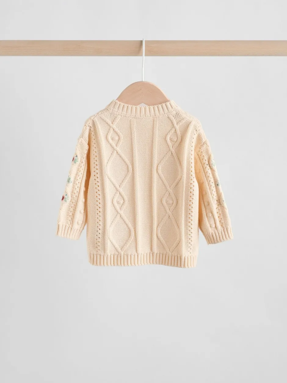 Next Crème brodé - Cardigan et Leggings en maille Bébé Ensemble 2 pièces (0mois-3ans) Clearance