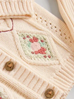 Next Crème brodé - Cardigan et Leggings en maille Bébé Ensemble 2 pièces (0mois-3ans) Clearance