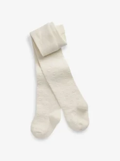 Next Crème écru - Collants enrichis en coton texturés motif cœur Clearance