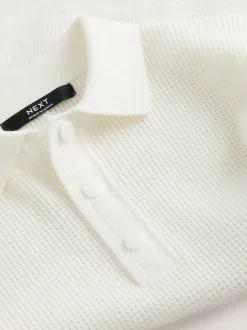 Next - Polo texturé à manches longues (3-16ans) Crème écru Online