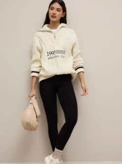 Next Crème écru - Pull graphique à col zippé en câble 1995 New