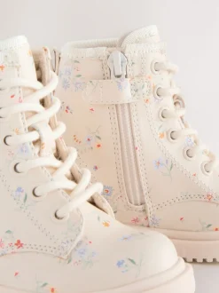 Next Crème fleuri - Bottines à lacets Discount