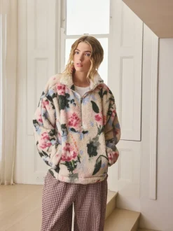 Next - Polaire en imitation peau de mouton à col zippé Crème fleuri Best