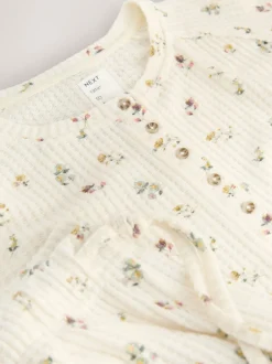 Next Crème fleuri - Pyjama à manches longues Cosy Waffle Outlet