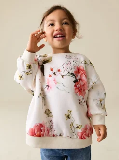 Next - Sweat à col ras du cou (3mths-7yrs) Crème fleuri Sale