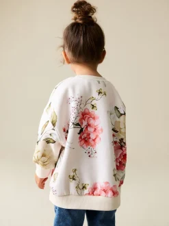 Next - Sweat à col ras du cou (3mths-7yrs) Crème fleuri Sale